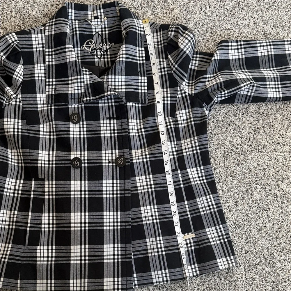 Guess Plaid Double-Breasted Black & White Blazer Jacket - Picture 7 of 11